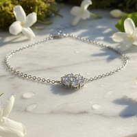 Floral Seven-Stone Adjustable Bracelet in 925 Sterling Silver