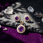 Amethyst Halo Pendant Set in 925 Sterling Silver