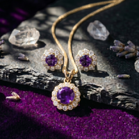 Amethyst Halo Pendant Set in 925 Sterling Silver