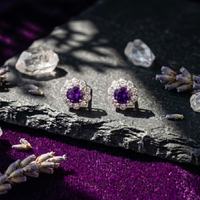 Amethyst Halo Pendant Set in 925 Sterling Silver