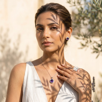Amethyst Halo Pendant Set in 925 Sterling Silver