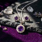 Amethyst Halo Pendant Set in 925 Sterling Silver