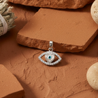 Marquise Amour Heart & Mother of Pearl Evil Eye Pendant – 925 Sterling Silver