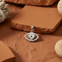 Marquise Amour Heart & Mother of Pearl Evil Eye Pendant – 925 Sterling Silver