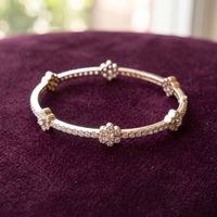 Blossom Aura Floral Cluster Bangle in 925 Sterling Silver