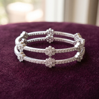 Blossom Aura Floral Cluster Bangle in 925 Sterling Silver
