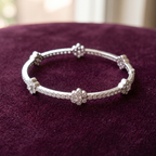 Blossom Aura Floral Cluster Bangle in 925 Sterling Silver