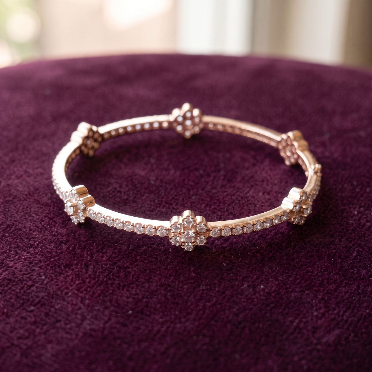 Blossom Aura Floral Cluster Bangle in 925 Sterling Silver