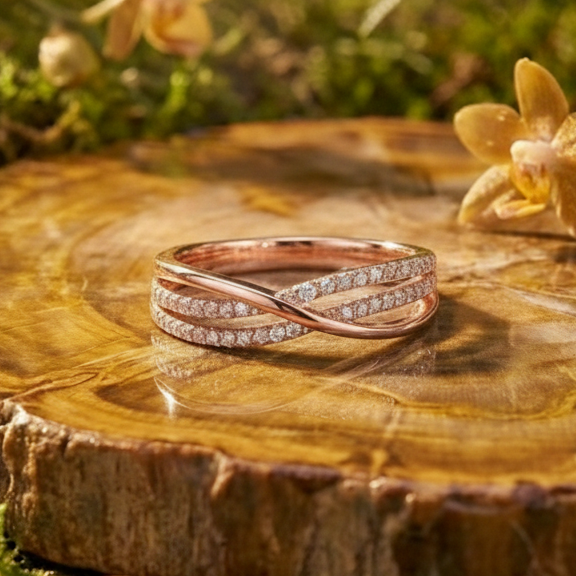 925 Sterling Silver Aura Crossover Adjustable Ring