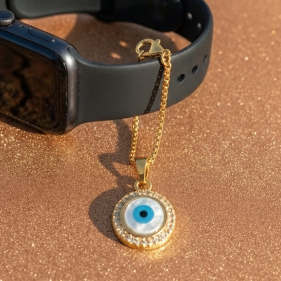 Azure Grande Statement Evil Eye Watch Charm – 925 Sterling Silver