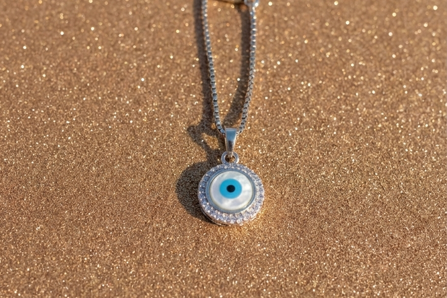 Azure Grande Statement Evil Eye Watch Charm – 925 Sterling Silver