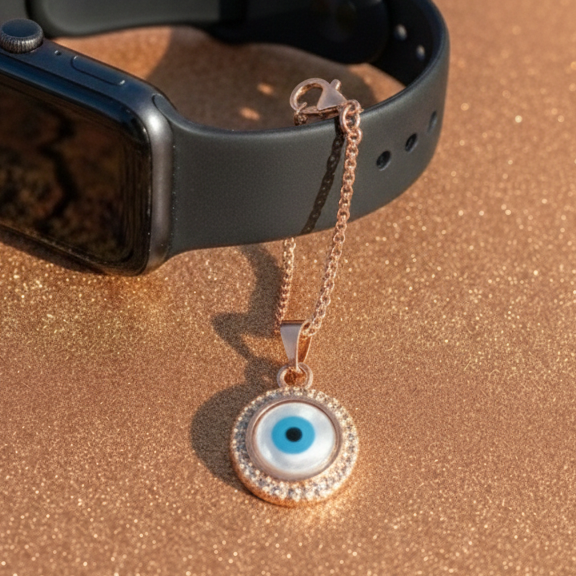 Azure Grande Statement Evil Eye Watch Charm – 925 Sterling Silver