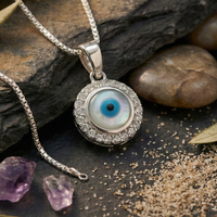 Azure Halo Evil Eye Pendant Necklace – 925 Sterling Silver