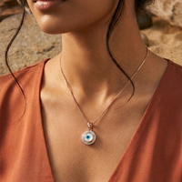 Azure Halo Evil Eye Pendant Necklace – 925 Sterling Silver
