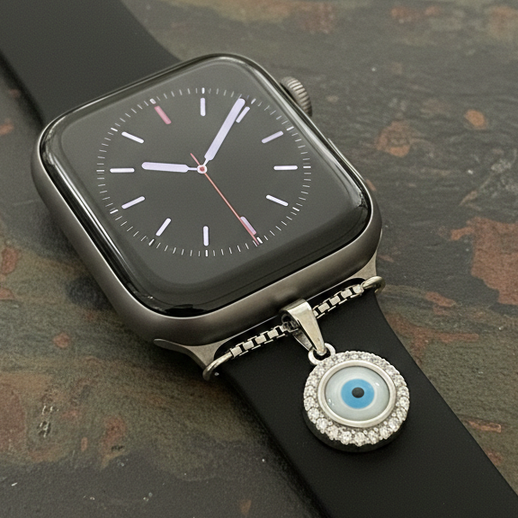Azure Orb Evil Eye Watch Charm – 925 Sterling Silver