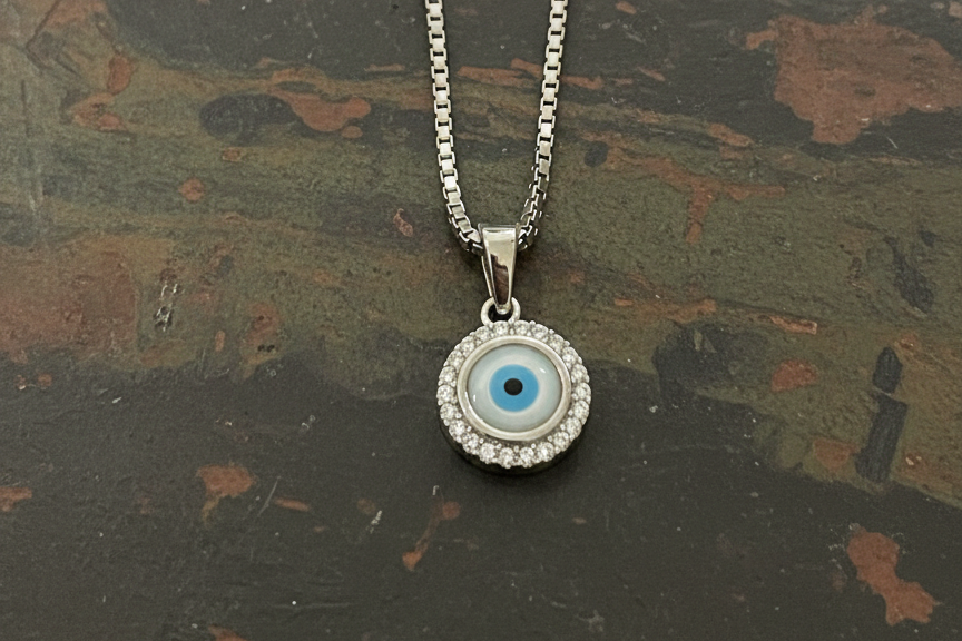 Azure Orb Evil Eye Watch Charm – 925 Sterling Silver