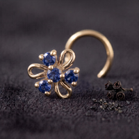 Azure Swirl Floral Nose Pin in 925 Sterling Silver