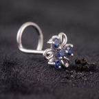 Azure Swirl Floral Nose Pin in 925 Sterling Silver