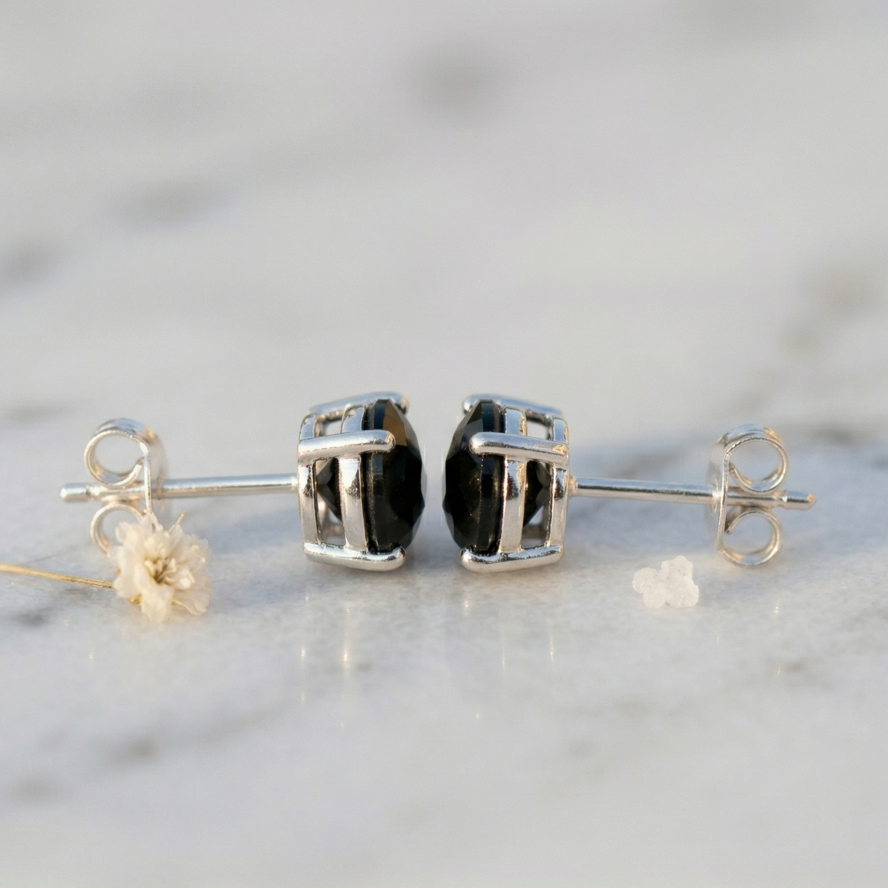 Signature Black Onyx Faceted Studs - 925 Sterling Silver