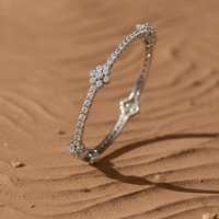 Blossom Aura Floral Cluster Bangle in 925 Sterling Silver