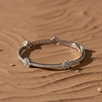 Blossom Aura Floral Cluster Bangle in 925 Sterling Silver