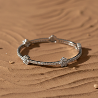 Blossom Aura Floral Cluster Bangle in 925 Sterling Silver