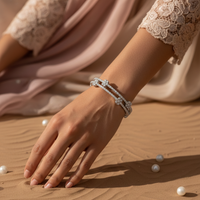 Blossom Aura Floral Cluster Bangle in 925 Sterling Silver