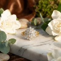 925 Sterling Silver Radiant Bloom Cluster Adjustable Ring