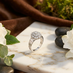 925 Sterling Silver Radiant Bloom Cluster Adjustable Ring