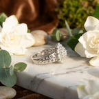925 Sterling Silver Radiant Bloom Cluster Adjustable Ring