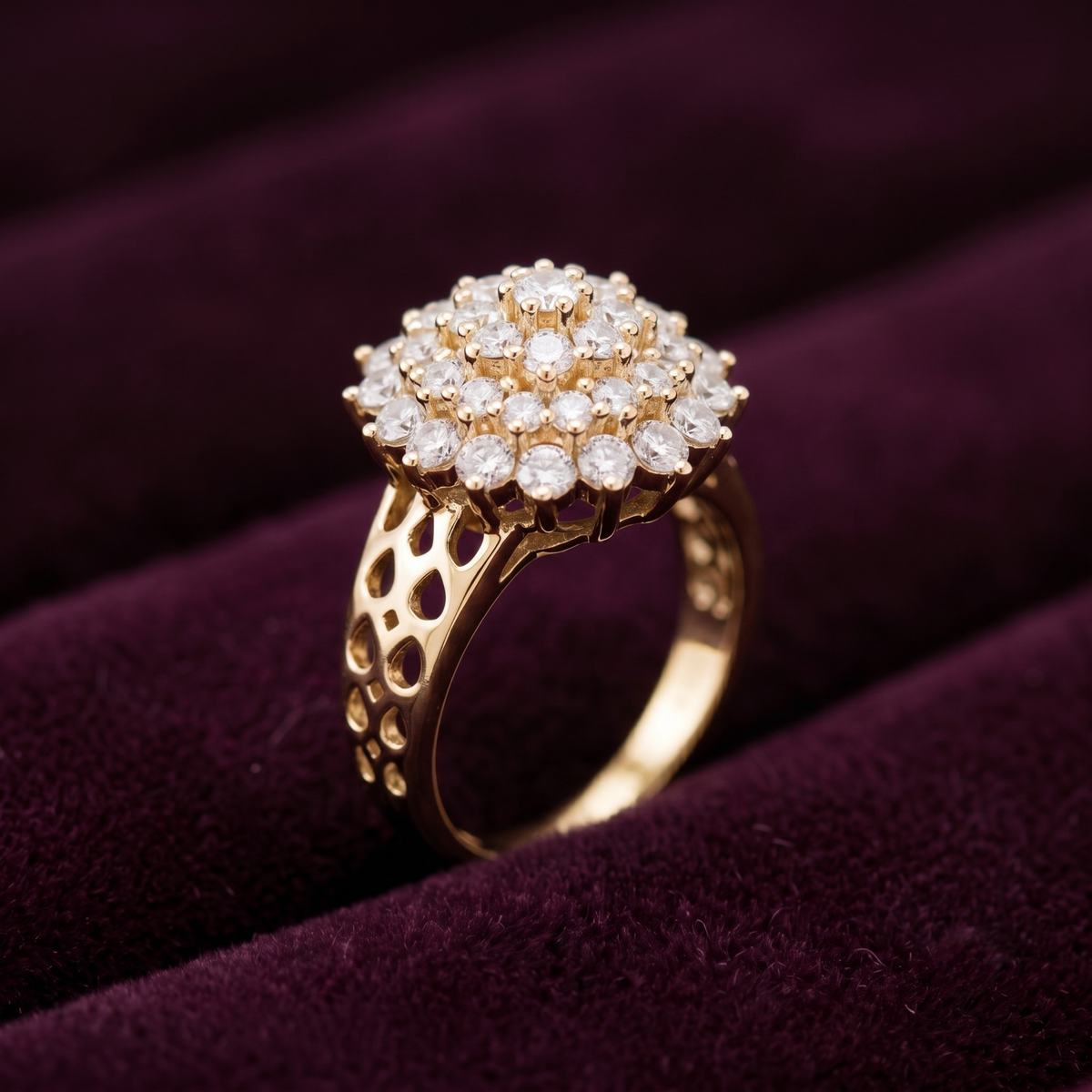 925 Sterling Silver Radiant Bloom Cluster Ring