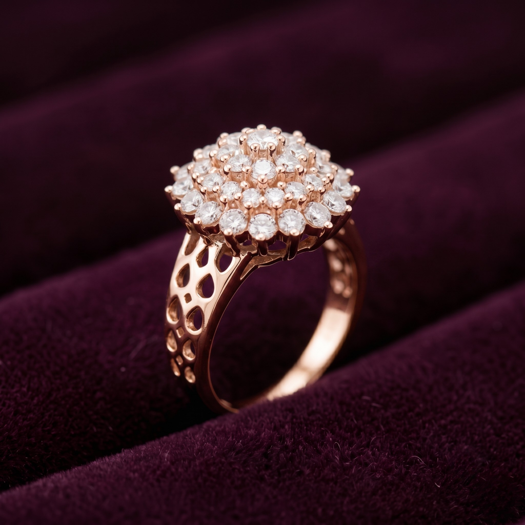 925 Sterling Silver Radiant Bloom Cluster Ring