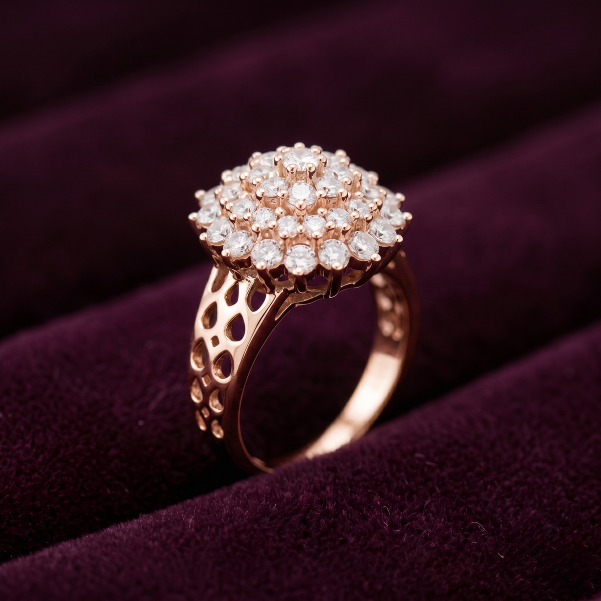 925 Sterling Silver Radiant Bloom Cluster Ring