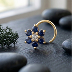 Sapphire Daisy Nose Pin in 925 Sterling Silver