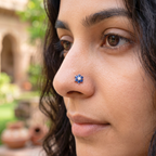 Sapphire Daisy Nose Pin in 925 Sterling Silver