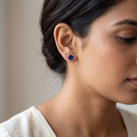 Royal Blue Heart Solitaire Studs | 925 Sterling Silver