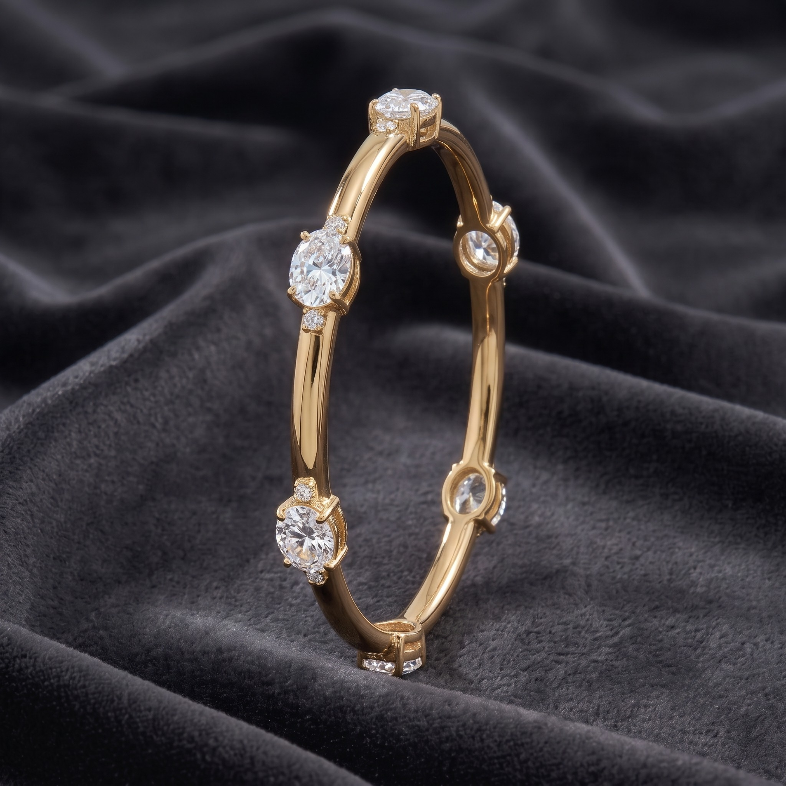 The Brilliant CZ Oval Bangle in 925 Sterling Silver