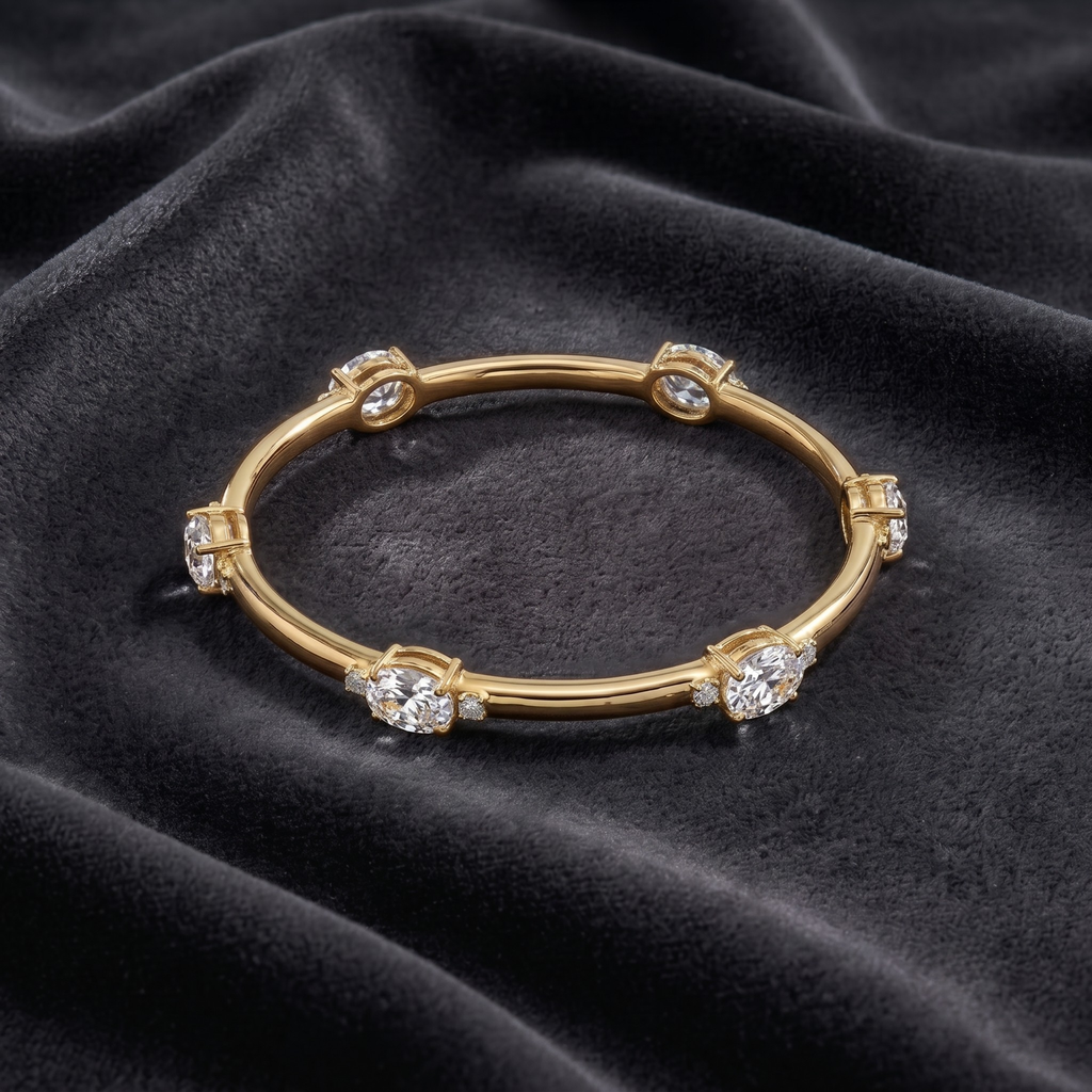 The Brilliant CZ Oval Bangle in 925 Sterling Silver