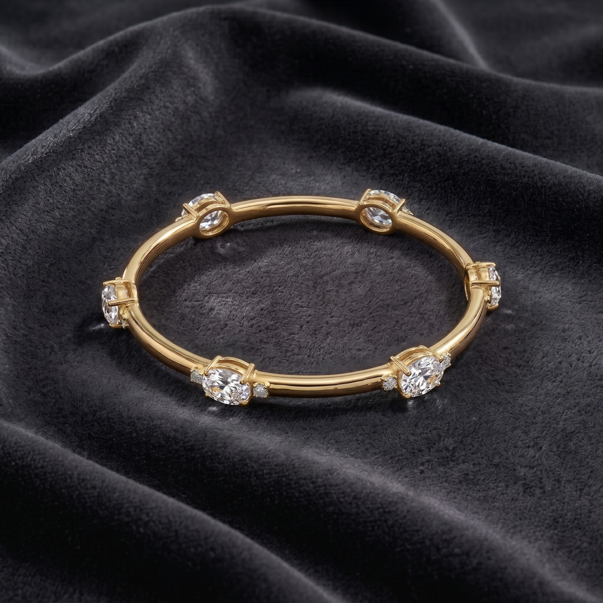 The Brilliant CZ Oval Bangle in 925 Sterling Silver