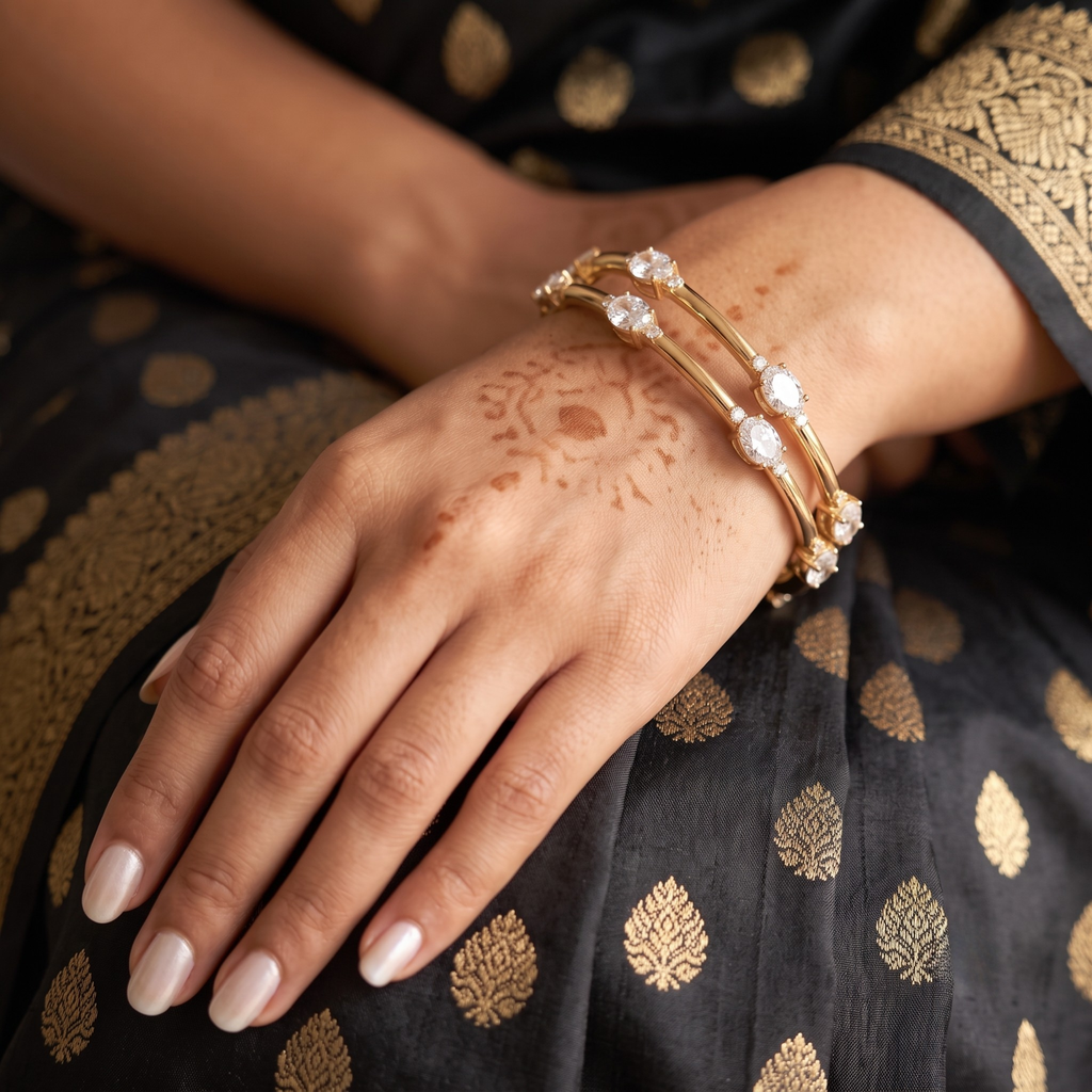 The Brilliant CZ Oval Bangle in 925 Sterling Silver