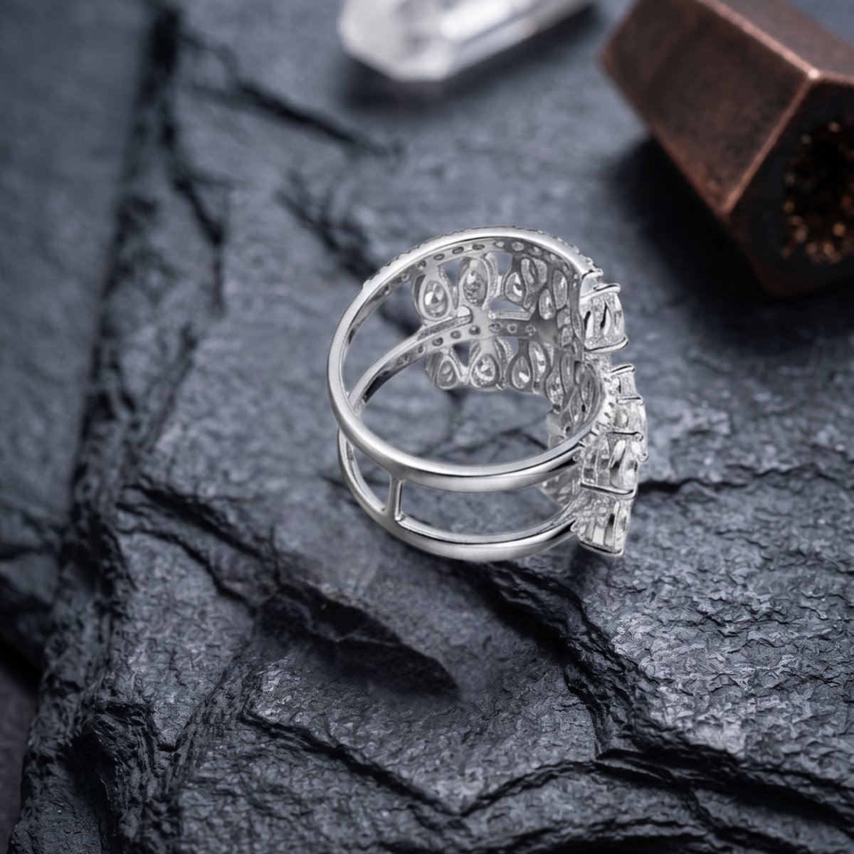 Cascading Pear Ring in 925 Sterling Silver