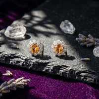 Citrine Halo Pendant Set in 925 Sterling Silver