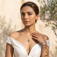 Citrine Halo Pendant Set in 925 Sterling Silver