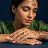Oval Citrine Halo Ring in 925 Sterling Silver