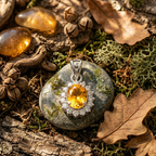 Oval Yellow Citrine Halo Pendant Set in 925 Sterling Silver