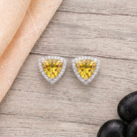 Trillion Cut Citrine Halo Pendant Set in 925 Sterling Silver