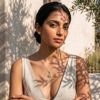 Trillion Cut Citrine Halo Pendant Set in 925 Sterling Silver