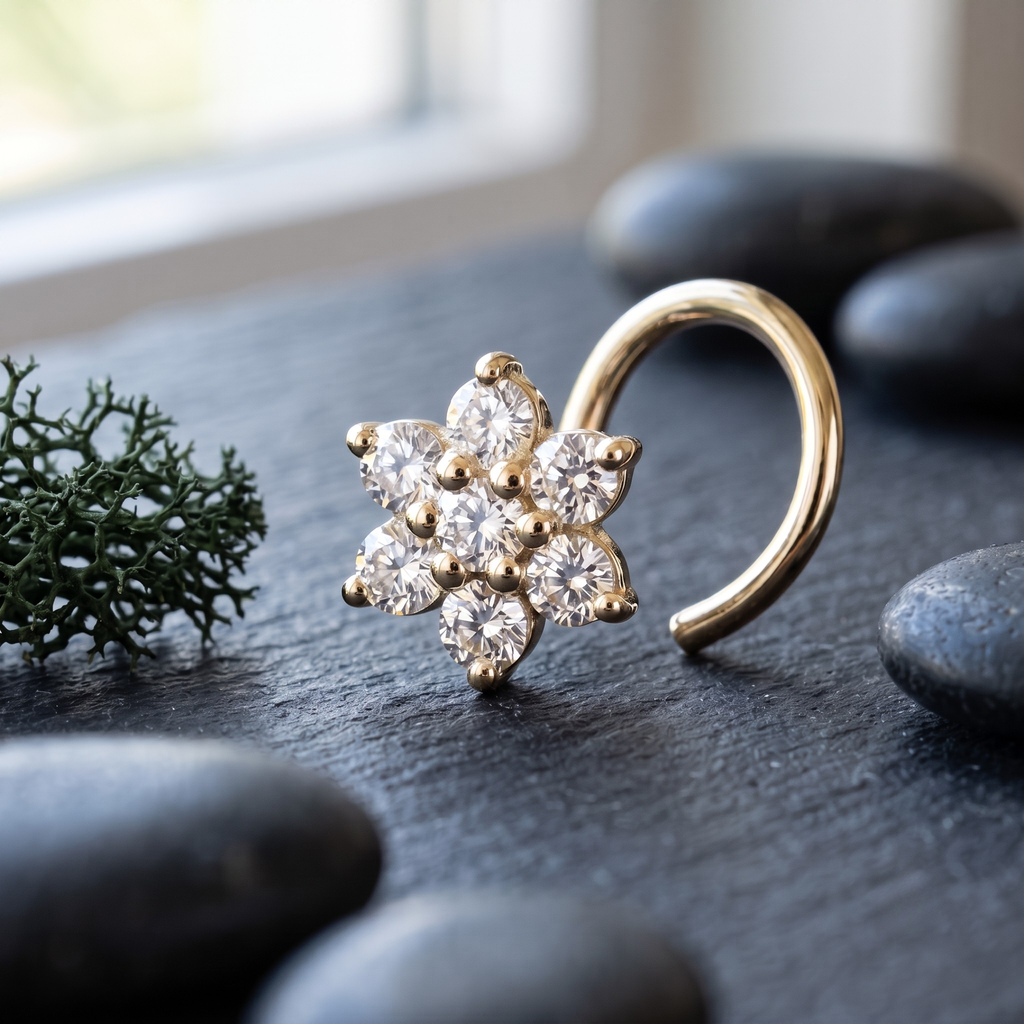Classic Daisy Nose Pin in 925 Sterling Silver