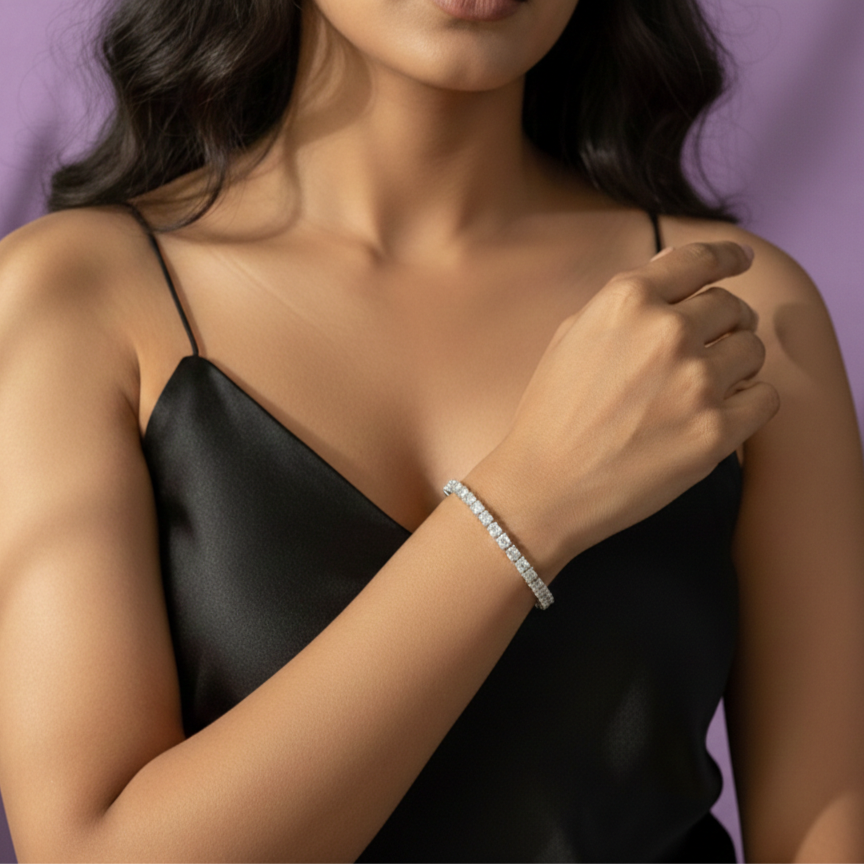 Classic Round CZ Tennis Bracelet in 925 Sterling Silver