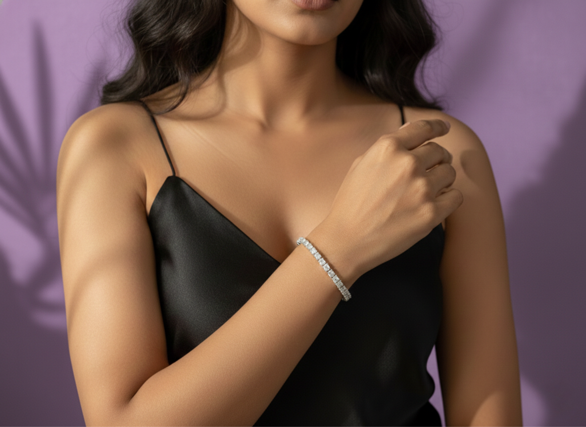 Classic Round CZ Tennis Bracelet in 925 Sterling Silver